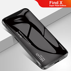 Silikon Schutzhülle Rahmen Tasche Hülle Spiegel Farbverlauf Regenbogen für Oppo Find X Super Flash Edition Schwarz