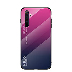 Silikon Schutzhülle Rahmen Tasche Hülle Spiegel Farbverlauf Regenbogen für Realme 6 Pink