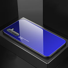 Silikon Schutzhülle Rahmen Tasche Hülle Spiegel Farbverlauf Regenbogen für Realme X2 Blau