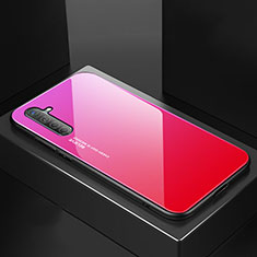 Silikon Schutzhülle Rahmen Tasche Hülle Spiegel Farbverlauf Regenbogen für Realme X2 Rosa