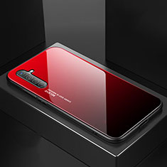 Silikon Schutzhülle Rahmen Tasche Hülle Spiegel Farbverlauf Regenbogen für Realme X2 Rot