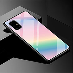 Silikon Schutzhülle Rahmen Tasche Hülle Spiegel Farbverlauf Regenbogen für Samsung Galaxy A51 5G Bunt