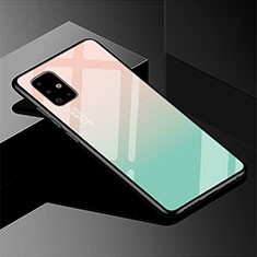 Silikon Schutzhülle Rahmen Tasche Hülle Spiegel Farbverlauf Regenbogen für Samsung Galaxy A51 5G Cyan