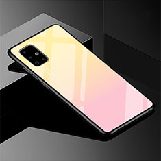 Silikon Schutzhülle Rahmen Tasche Hülle Spiegel Farbverlauf Regenbogen für Samsung Galaxy A51 5G Gelb
