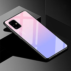 Silikon Schutzhülle Rahmen Tasche Hülle Spiegel Farbverlauf Regenbogen für Samsung Galaxy A51 5G Rosa
