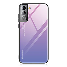 Silikon Schutzhülle Rahmen Tasche Hülle Spiegel Farbverlauf Regenbogen für Samsung Galaxy S21 Plus 5G Helles Lila