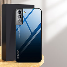 Silikon Schutzhülle Rahmen Tasche Hülle Spiegel Farbverlauf Regenbogen für Samsung Galaxy S24 5G Blau