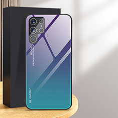 Silikon Schutzhülle Rahmen Tasche Hülle Spiegel Farbverlauf Regenbogen für Samsung Galaxy S24 Ultra 5G Violett