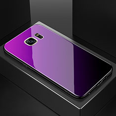 Silikon Schutzhülle Rahmen Tasche Hülle Spiegel Farbverlauf Regenbogen für Samsung Galaxy S7 Edge G935F Plusfarbig