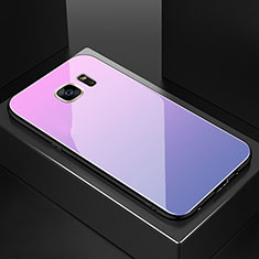 Silikon Schutzhülle Rahmen Tasche Hülle Spiegel Farbverlauf Regenbogen für Samsung Galaxy S7 Edge G935F Rosa