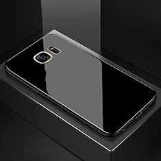 Silikon Schutzhülle Rahmen Tasche Hülle Spiegel Farbverlauf Regenbogen für Samsung Galaxy S7 Edge G935F Schwarz