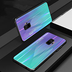 Silikon Schutzhülle Rahmen Tasche Hülle Spiegel Farbverlauf Regenbogen für Samsung Galaxy S9 Cyan