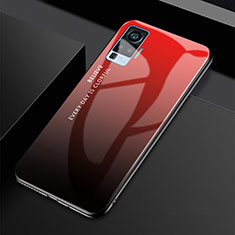 Silikon Schutzhülle Rahmen Tasche Hülle Spiegel Farbverlauf Regenbogen für Vivo X50 Pro 5G Rot