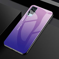 Silikon Schutzhülle Rahmen Tasche Hülle Spiegel Farbverlauf Regenbogen für Vivo X50 Pro 5G Violett