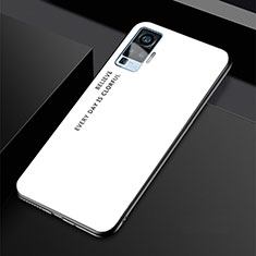 Silikon Schutzhülle Rahmen Tasche Hülle Spiegel Farbverlauf Regenbogen für Vivo X50 Pro 5G Weiß