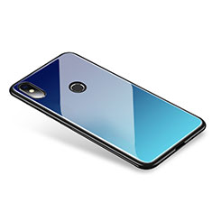 Silikon Schutzhülle Rahmen Tasche Hülle Spiegel Farbverlauf Regenbogen für Xiaomi Mi 8 Hellblau