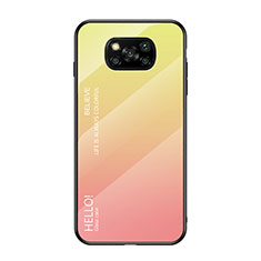 Silikon Schutzhülle Rahmen Tasche Hülle Spiegel Farbverlauf Regenbogen für Xiaomi Poco X3 NFC Gelb
