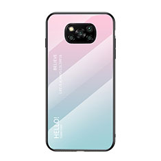 Silikon Schutzhülle Rahmen Tasche Hülle Spiegel Farbverlauf Regenbogen für Xiaomi Poco X3 NFC Rosa