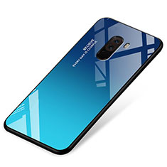 Silikon Schutzhülle Rahmen Tasche Hülle Spiegel Farbverlauf Regenbogen für Xiaomi Pocophone F1 Blau