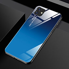 Silikon Schutzhülle Rahmen Tasche Hülle Spiegel Farbverlauf Regenbogen H01 für Apple iPhone 11 Blau