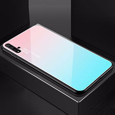 Silikon Schutzhülle Rahmen Tasche Hülle Spiegel Farbverlauf Regenbogen H01 für Huawei Honor 20 Cyan