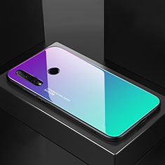 Silikon Schutzhülle Rahmen Tasche Hülle Spiegel Farbverlauf Regenbogen H01 für Huawei Honor 20 Lite Cyan