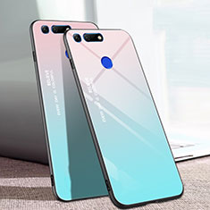 Silikon Schutzhülle Rahmen Tasche Hülle Spiegel Farbverlauf Regenbogen H01 für Huawei Honor View 20 Cyan