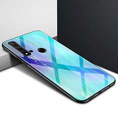 Silikon Schutzhülle Rahmen Tasche Hülle Spiegel Farbverlauf Regenbogen H01 für Huawei Nova 5i Cyan