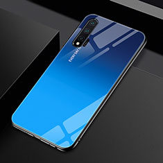 Silikon Schutzhülle Rahmen Tasche Hülle Spiegel Farbverlauf Regenbogen H01 für Huawei Nova 6 Blau