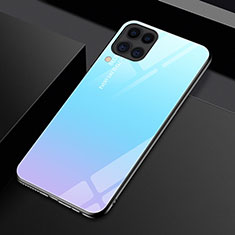 Silikon Schutzhülle Rahmen Tasche Hülle Spiegel Farbverlauf Regenbogen H01 für Huawei Nova 6 SE Hellblau