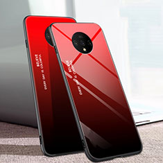 Silikon Schutzhülle Rahmen Tasche Hülle Spiegel Farbverlauf Regenbogen H01 für OnePlus 7T Rot