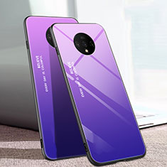 Silikon Schutzhülle Rahmen Tasche Hülle Spiegel Farbverlauf Regenbogen H01 für OnePlus 7T Violett