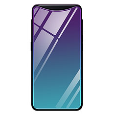 Silikon Schutzhülle Rahmen Tasche Hülle Spiegel Farbverlauf Regenbogen H01 für Oppo Find X Blau