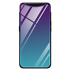 Silikon Schutzhülle Rahmen Tasche Hülle Spiegel Farbverlauf Regenbogen H01 für Oppo Find X Super Flash Edition Blau