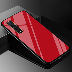 Silikon Schutzhülle Rahmen Tasche Hülle Spiegel Farbverlauf Regenbogen H01 für Oppo Find X2 Pro Rot