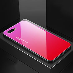 Silikon Schutzhülle Rahmen Tasche Hülle Spiegel Farbverlauf Regenbogen H01 für Oppo K1 Pink
