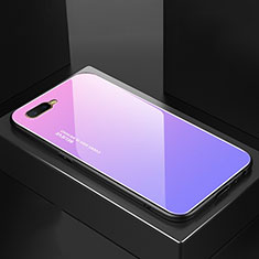 Silikon Schutzhülle Rahmen Tasche Hülle Spiegel Farbverlauf Regenbogen H01 für Oppo K1 Violett