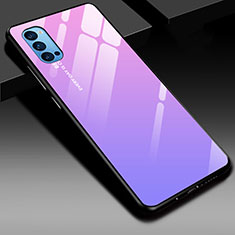 Silikon Schutzhülle Rahmen Tasche Hülle Spiegel Farbverlauf Regenbogen H01 für Oppo Reno4 Pro 5G Violett