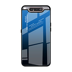 Silikon Schutzhülle Rahmen Tasche Hülle Spiegel Farbverlauf Regenbogen H01 für Samsung Galaxy A80 Blau