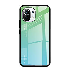 Silikon Schutzhülle Rahmen Tasche Hülle Spiegel Farbverlauf Regenbogen H01 für Xiaomi Mi 11 5G Grün