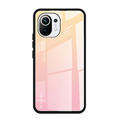 Silikon Schutzhülle Rahmen Tasche Hülle Spiegel Farbverlauf Regenbogen H01 für Xiaomi Mi 11 5G Rosa