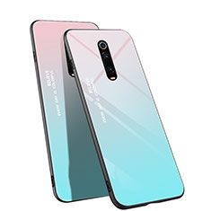 Silikon Schutzhülle Rahmen Tasche Hülle Spiegel Farbverlauf Regenbogen H01 für Xiaomi Mi 9T Pro Cyan