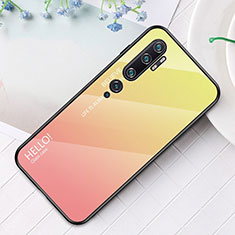 Silikon Schutzhülle Rahmen Tasche Hülle Spiegel Farbverlauf Regenbogen H01 für Xiaomi Mi Note 10 Pro Gelb