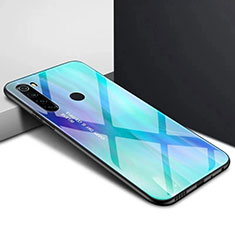 Silikon Schutzhülle Rahmen Tasche Hülle Spiegel Farbverlauf Regenbogen H01 für Xiaomi Redmi Note 8 Hellblau