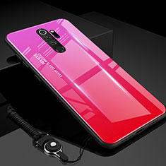 Silikon Schutzhülle Rahmen Tasche Hülle Spiegel Farbverlauf Regenbogen H01 für Xiaomi Redmi Note 8 Pro Pink