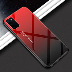 Silikon Schutzhülle Rahmen Tasche Hülle Spiegel Farbverlauf Regenbogen H02 für Huawei Honor V30 5G Rot