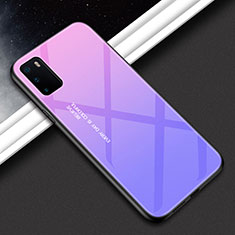 Silikon Schutzhülle Rahmen Tasche Hülle Spiegel Farbverlauf Regenbogen H02 für Huawei Honor View 30 5G Violett