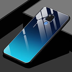 Silikon Schutzhülle Rahmen Tasche Hülle Spiegel Farbverlauf Regenbogen H02 für Huawei Mate 20 X 5G Blau