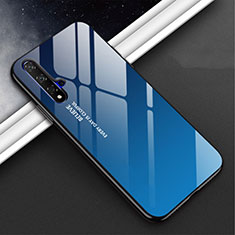 Silikon Schutzhülle Rahmen Tasche Hülle Spiegel Farbverlauf Regenbogen H02 für Huawei Nova 5 Blau