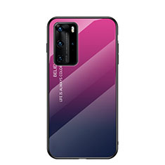 Silikon Schutzhülle Rahmen Tasche Hülle Spiegel Farbverlauf Regenbogen H02 für Huawei P40 Pro Pink
